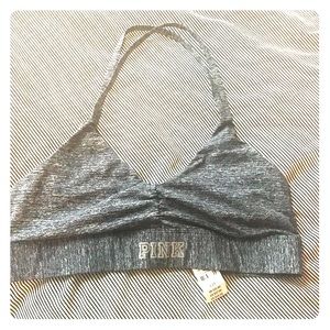 VS PINK heather gray sports bra